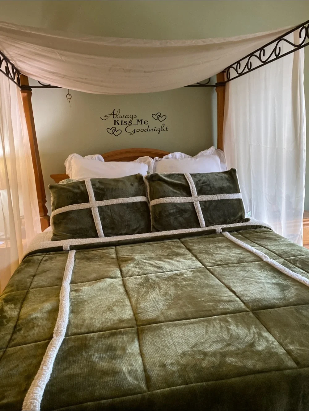 Olive Green Plush Sherpa-Trim Comforter Set - Home Bedding